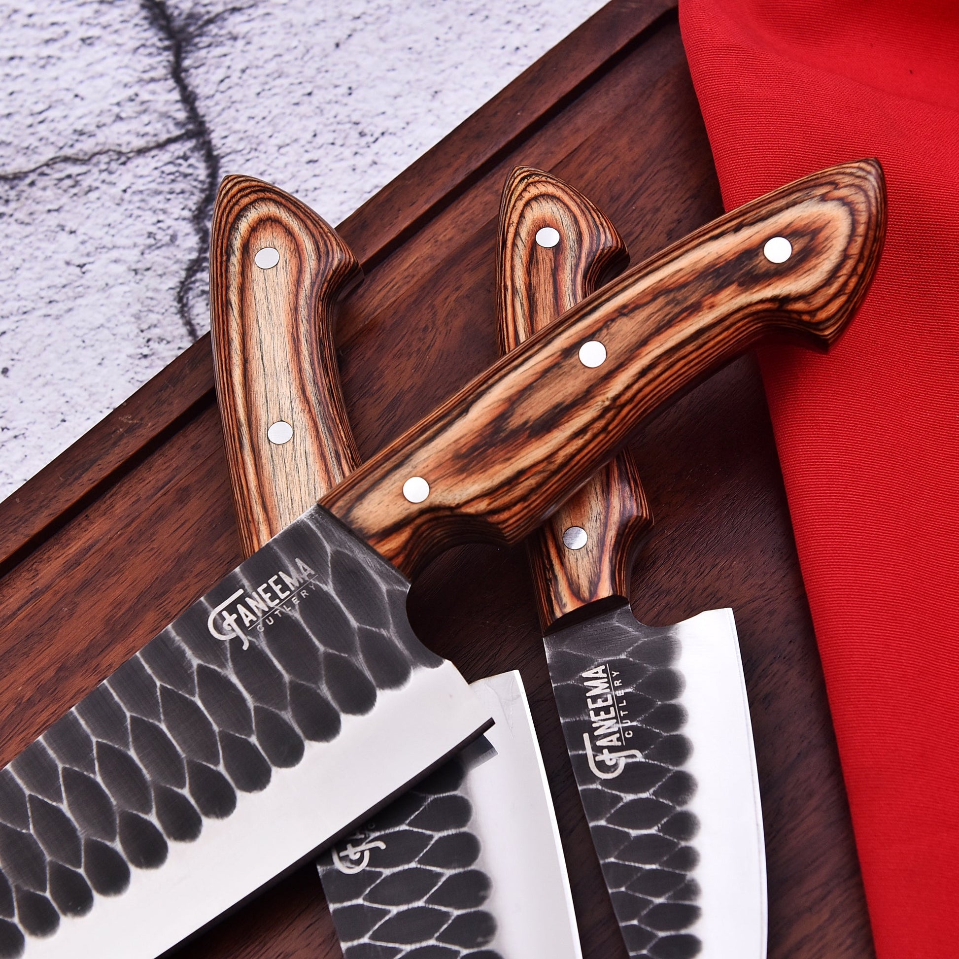 Damascus kitchen knives - Durable BlackSteel kitchen knife set BlackSteel Cutlery