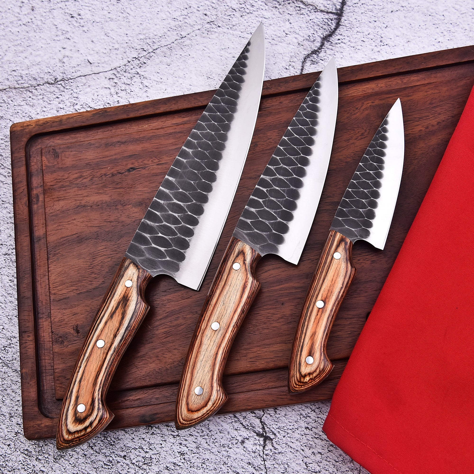 Damascus kitchen knives - Durable BlackSteel kitchen knife set BlackSteel Cutlery