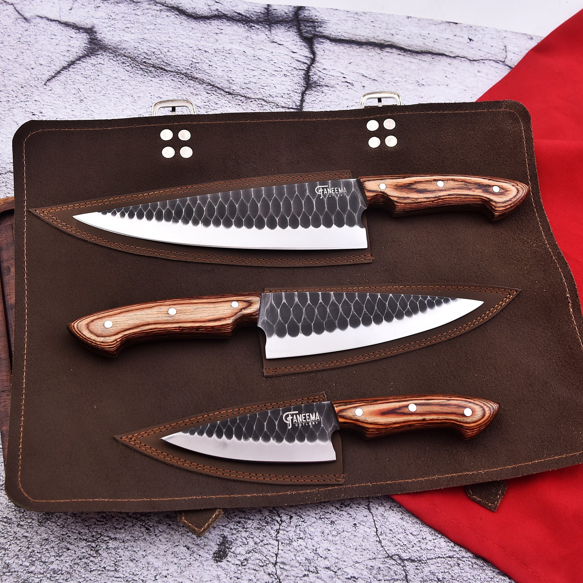 Image of Damascus kitchen knives - Durable BlackSteel kitchen knife set BlackSteel